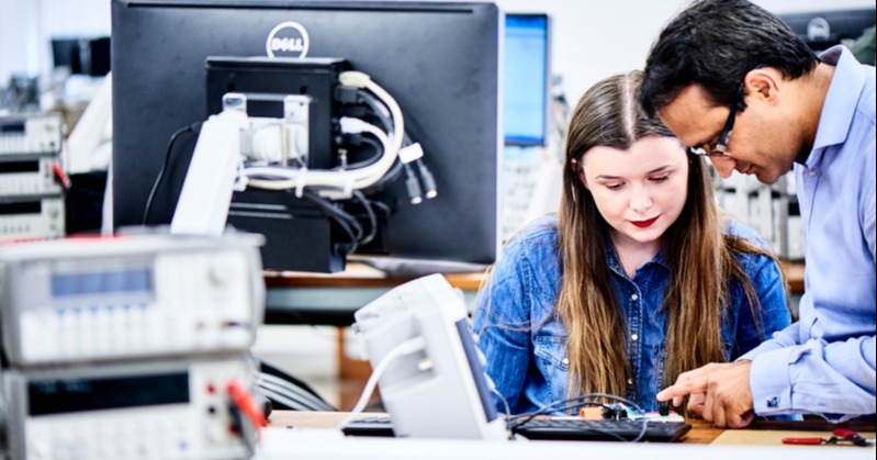 Newcastle engineering student with professor