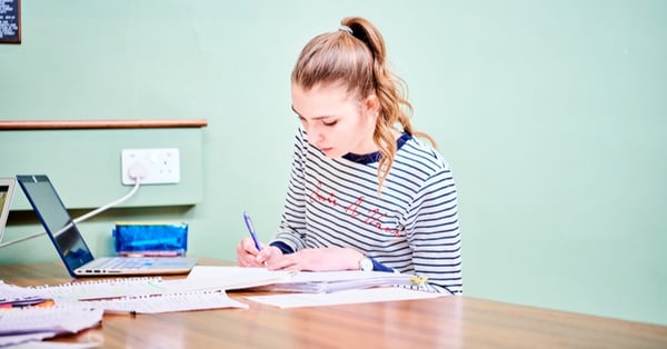 student studying in a room