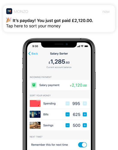 monzo money app screenshot